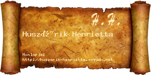Huszárik Henrietta névjegykártya